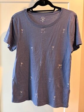 EUC J Crew Martini Sparkle Blue T Shirt Medium